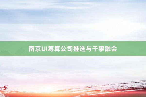 南京UI筹算公司推选与干事融会